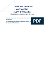 Cartilla multigrados matemáticas 1°, 2° y 3° primaria