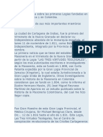 Reseña Histórica Sobre Las Primeras Logias Fundadas en La Costa Atlántica y en Colombia