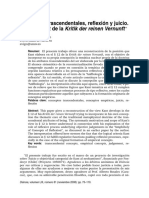 Conceptos Trascendentales, Reflexión y Juicio. Sobre El 12 de La Kritik Der Reinen Vernunft