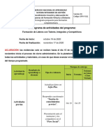 Cronograma de Actividades Del Programa:: Cronograma Propuesto para Formación Complementaria