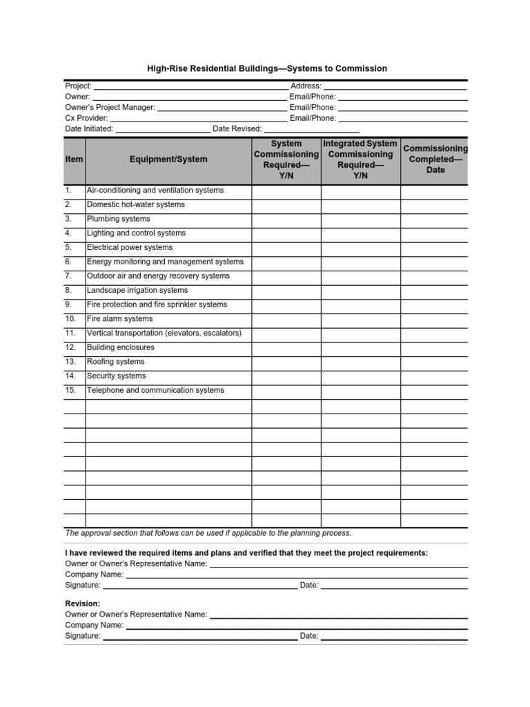 High-Rise Building Commissioning Checklist | PDF | Security Alarm ...