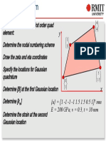 Quad element problem solution with nodal numbering, B matrix and strain