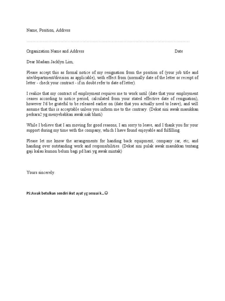 Formal Resignation Letter Template | PDF