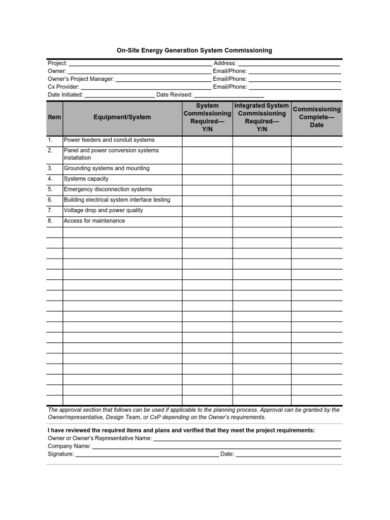 On-Site Generator Commissioning Checklist | PDF | Telephone ...
