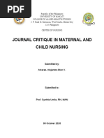 Journal Critique in Maternal and Child Nursing