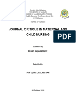 Journal Critique in Maternal and Child Nursing
