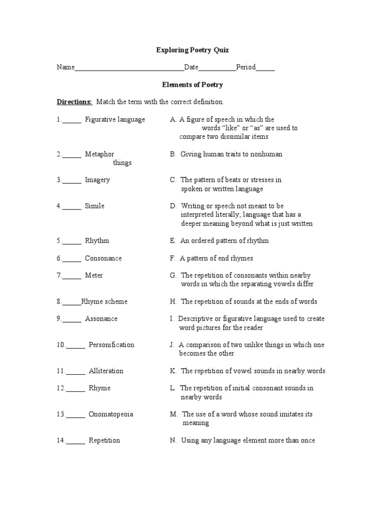 Exploring_Poetry_Quiz_Foundation1 (1) | Rhyme | Poetry