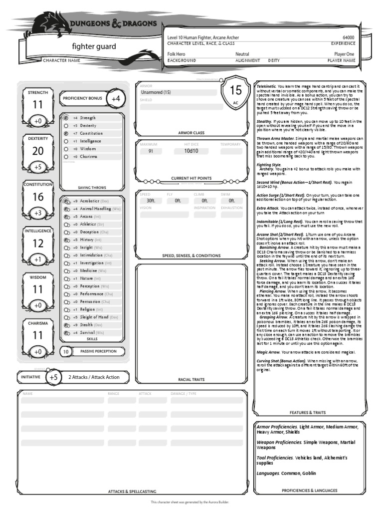D&D 5E Character Sheet Template | PDF | Role Playing Games | Leisure