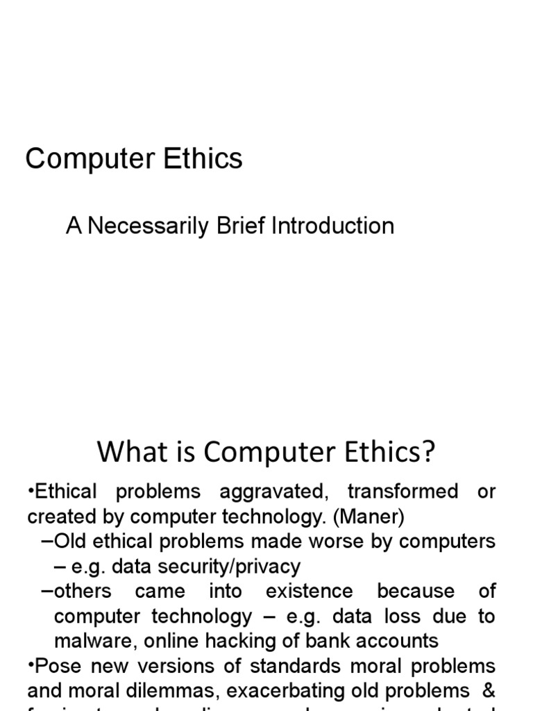 Computer Ethics: A Necessarily Brief Introduction | PDF | Social ...