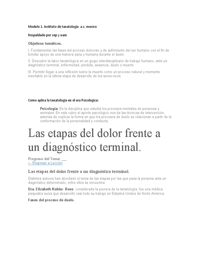 Etapas del Duelo en Tanatología | PDF | Dolor | Las emociones