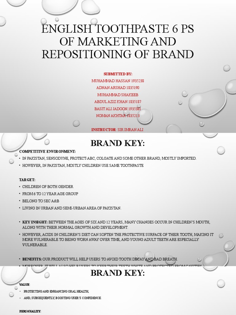 English Toothpaste 6 Ps of Marketing and Repositioning of Brand PDF