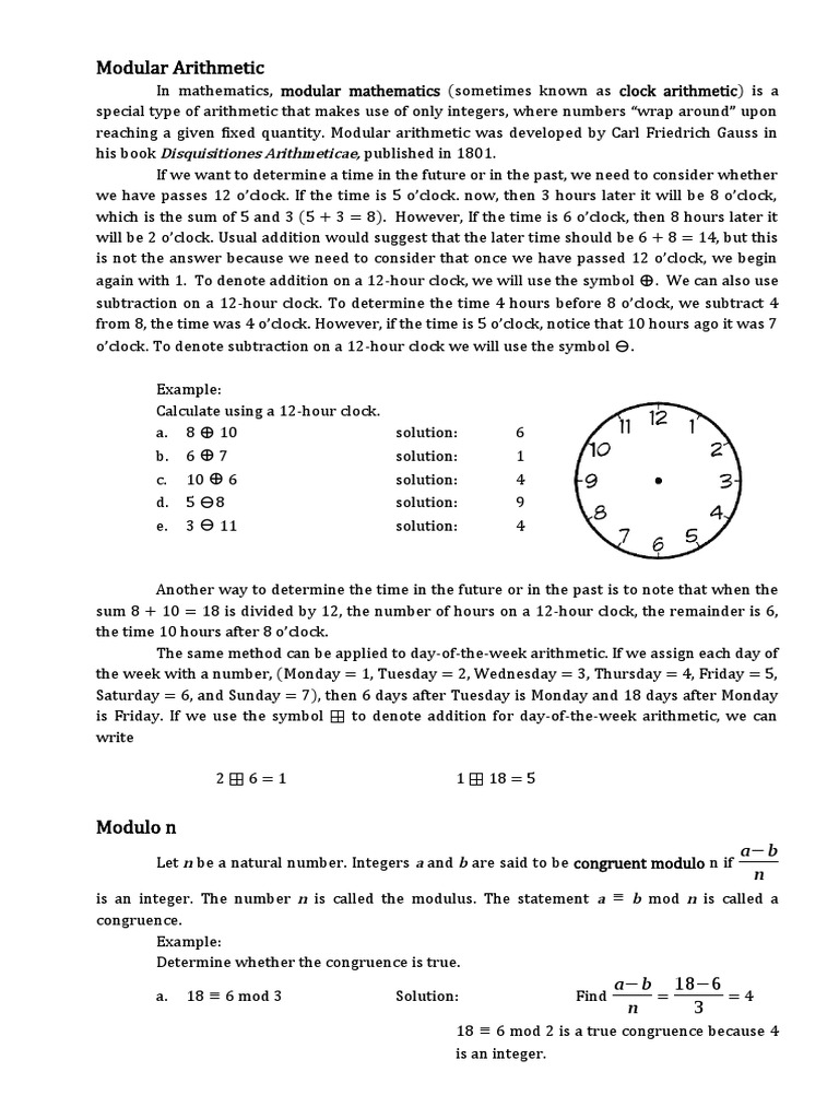 Introduction To Modular Arithmetic Numbers Abstract Algebra