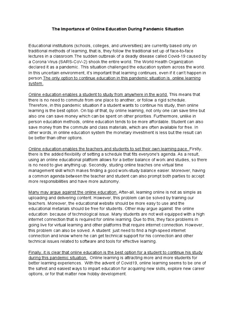 The Importance of Online Education | PDF | Educational Technology ...