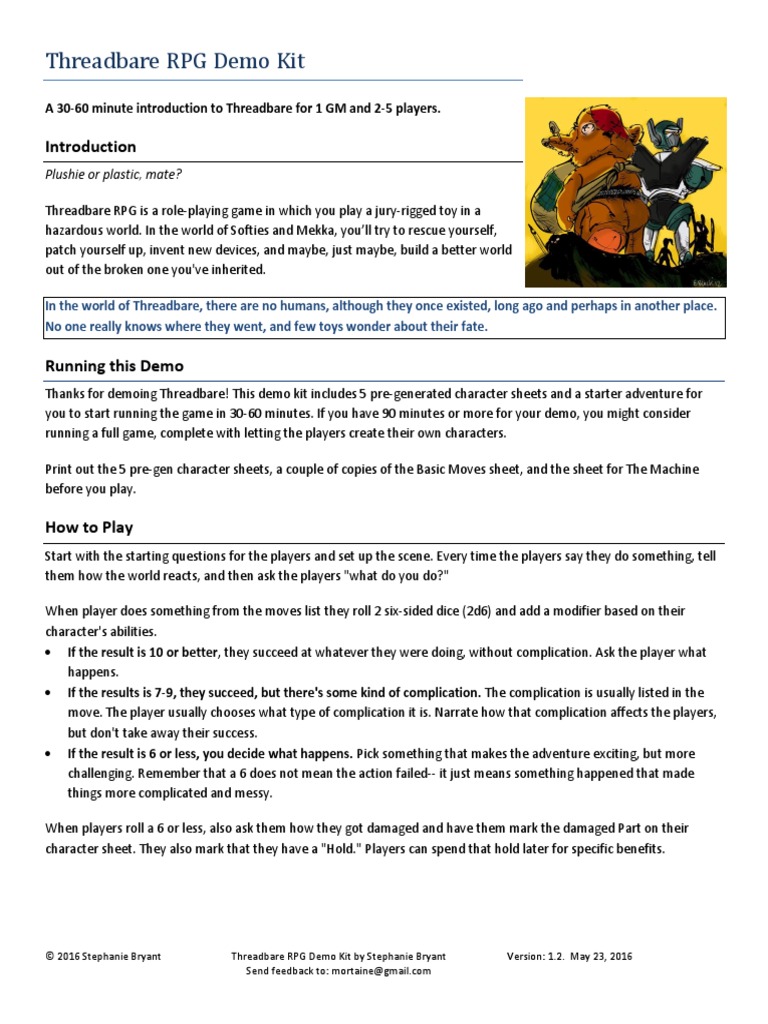 Threadbare RPG Demo Kit Plushie or Plastic, Mate? Download Free PDF