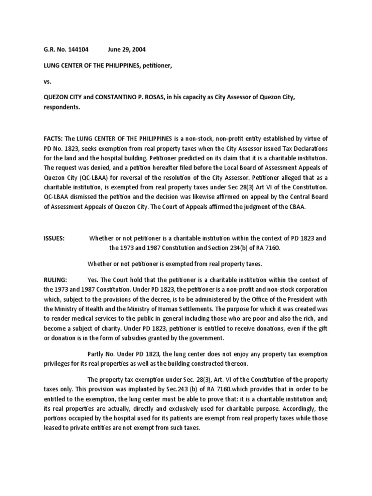 Case Digest 433 Scra 119 | PDF | Charitable Organization | Property Tax