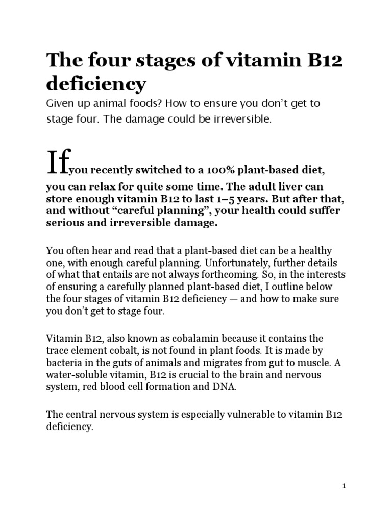 Four Stages of B12 Deficiency | PDF | Vitamin B12 | Dementia
