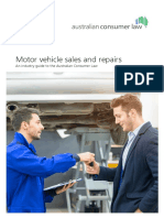 Motor Vehicle Sales and Repairs An Industry Guide To The Australian Consumer Law