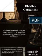 Divisible Obligations: Presented By: Jumer Palacio Jeffrey Aquino Asdasdasda