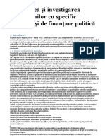 Calificarea Și Investigarea Infracțiunilor Cu Specific Electoral Și de Finanțare Politică