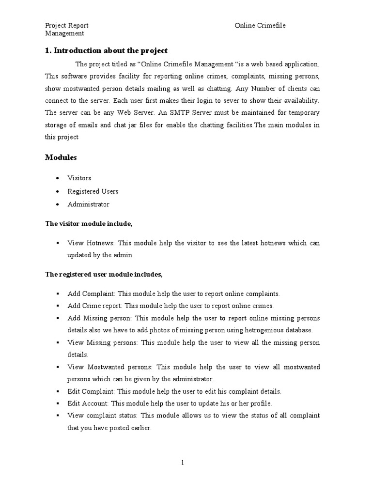 Crime File Management System Project Report JAVA | PDF | Java Virtual ...