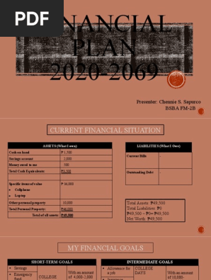 PERSONAL FINANCIAL PLAN SAMPLE