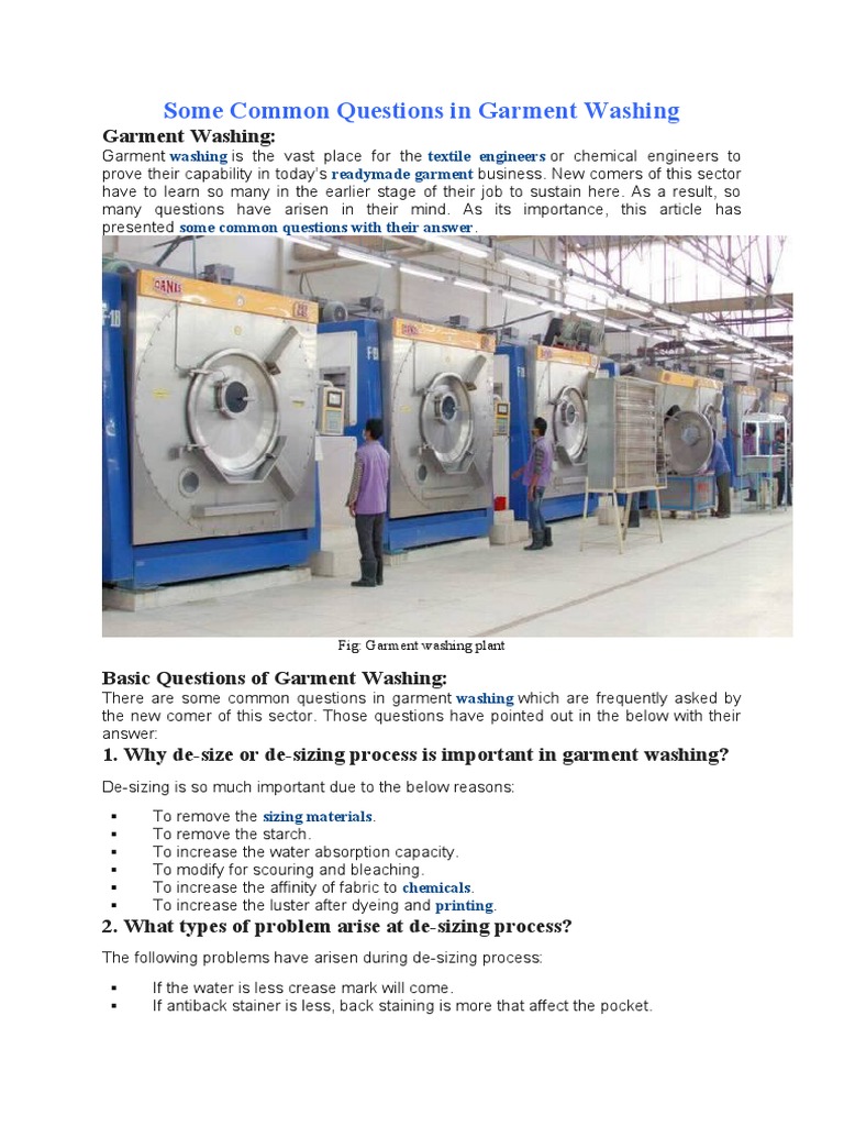 Some Common Questions in Garment Washing | PDF | Clothing | Textiles