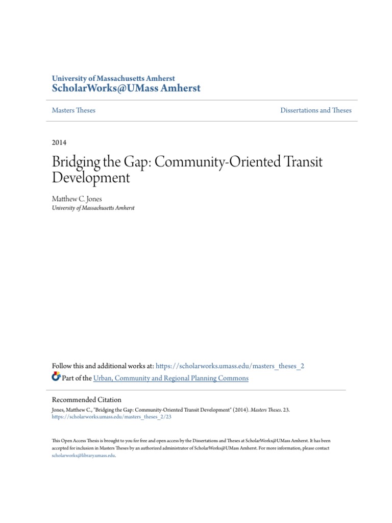 Bridging The Gap - Community-Oriented Transit Development PDF | PDF ...