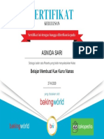 Certificate For ASNIDA SARI For "Belajar Membuat Kue Kuno Nanas"
