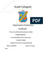 Avadh Collegiate: Department of Chemistry Certificate