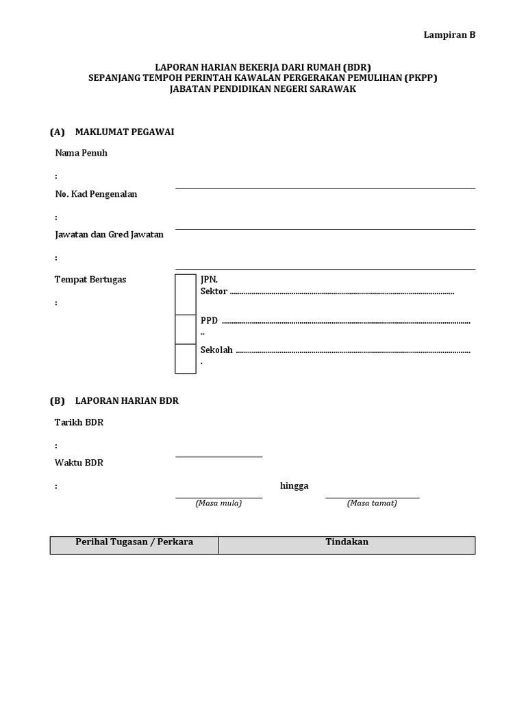 3 Lamp B Laporan Harian Bdr Jpns Contoh Docx