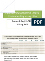Approaching Essays - Essay Questions