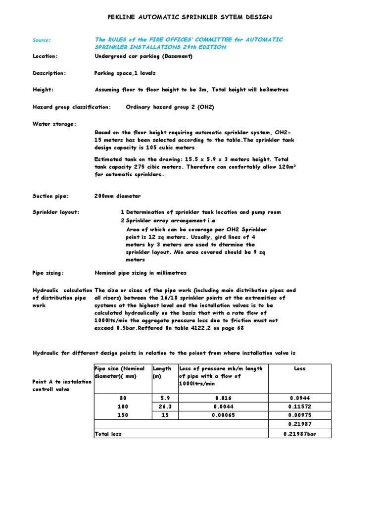 02 Automatic Sprinkler System Design Calculations PDF Fire