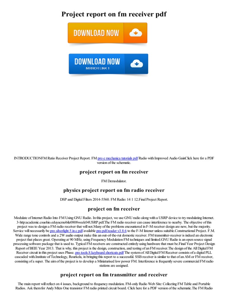 FM Receiver Project Report Overview | PDF | Business | Technology ...