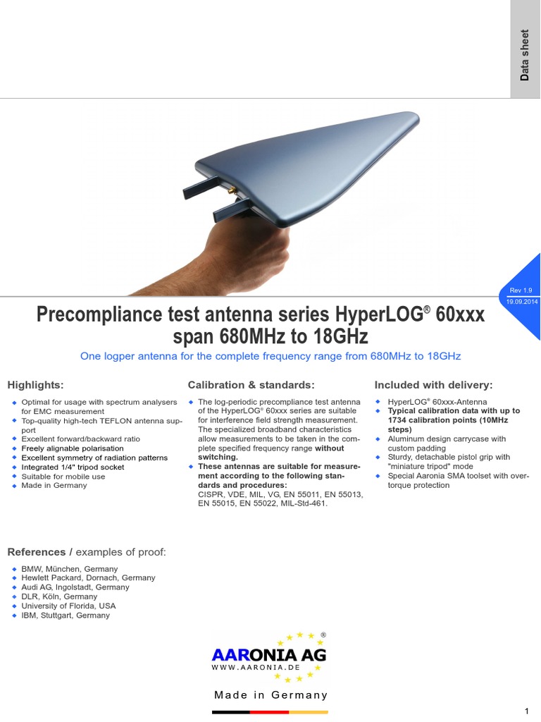 Precompliance Test Antenna Series Hyperlog 60Xxx Span 680Mhz To 18Ghz ...