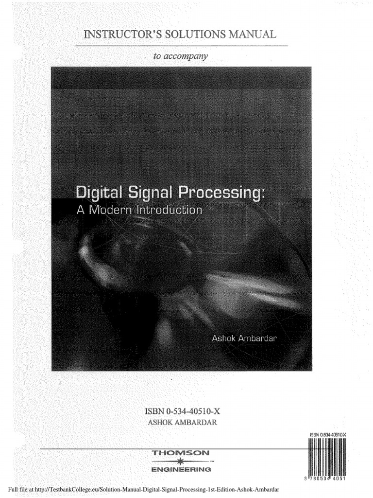 Solution Manual Digital Signal Processing 1st Edition Ashok Ambardar