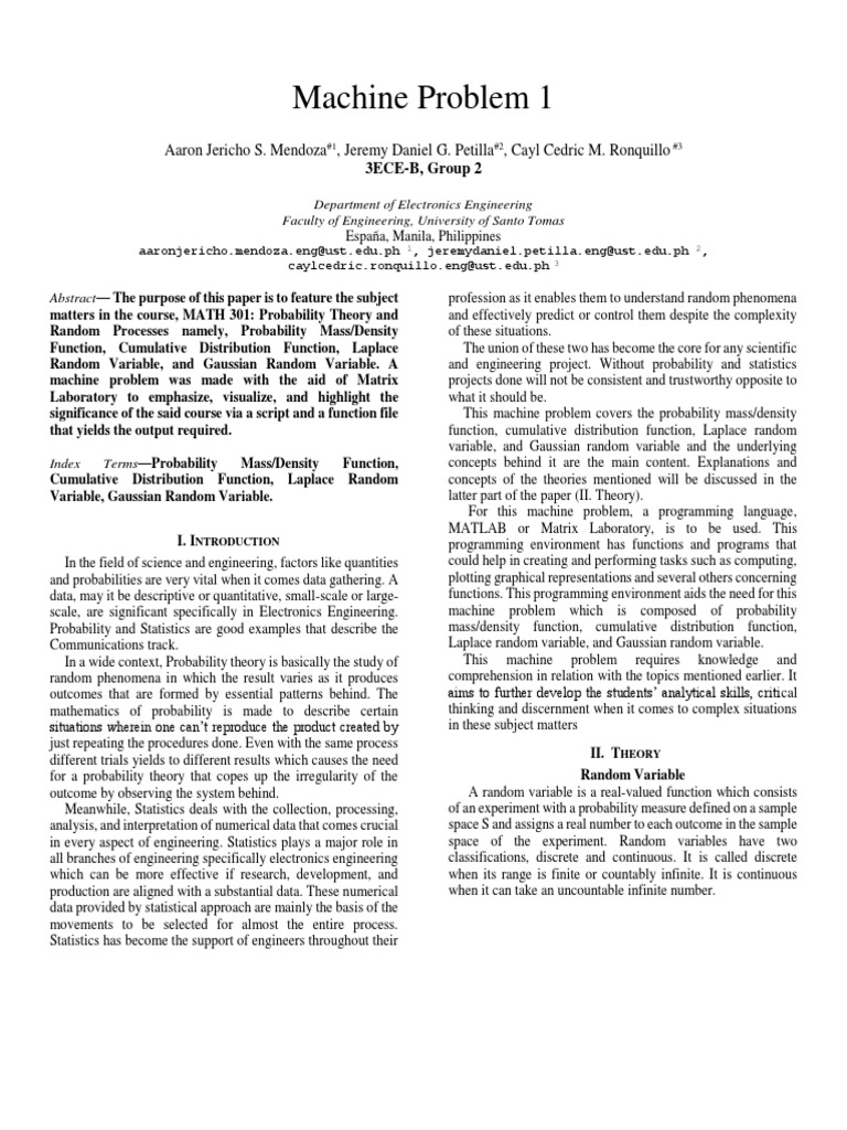 Machine Problem | PDF | Probability Distribution | Normal Distribution