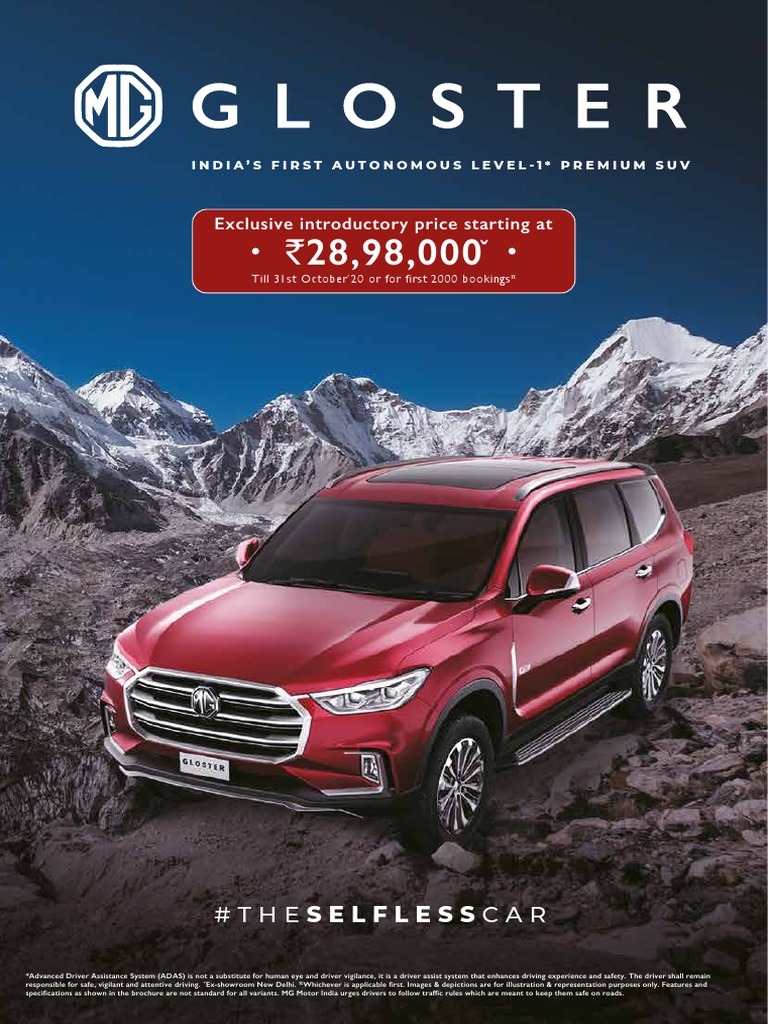 MG Gloster Launch Brochure PDF Vehicle Technology Vehicles