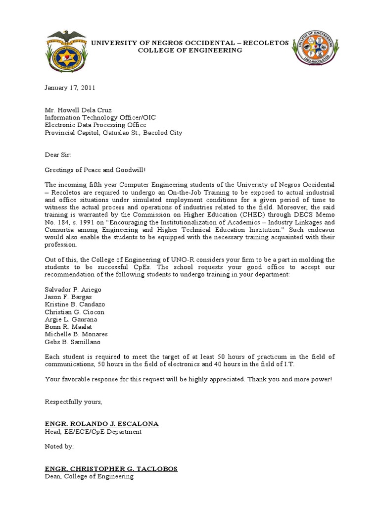 Sample recommendation letter for training course image