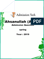 Ahsanullah (AUST) : Admission Question Spring Year: 2019