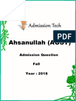 Ahsanullah (AUST) : Admission Question Fall Year: 2018