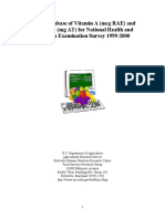 USDA Database of Vitamin A (MCG RAE) and Vitamin E (MG AT) For National Health and Nutrition Examination Survey 1999-2000