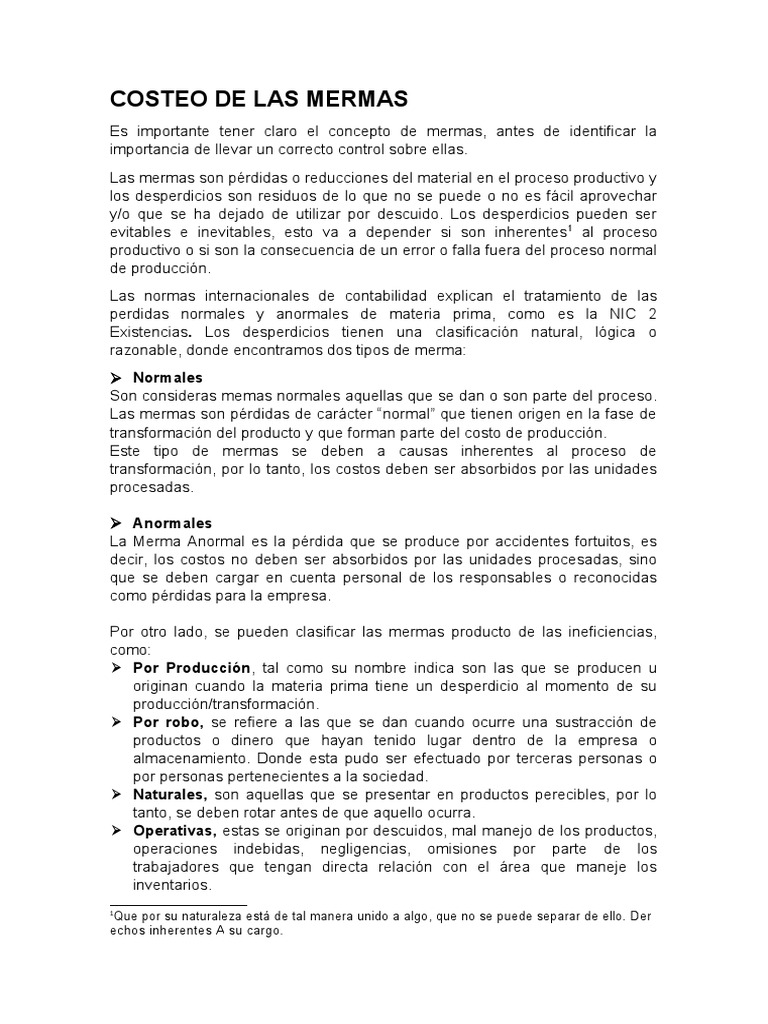 Control y Costeo de Mermas en Inventarios | PDF | Contabilidad | Impuestos