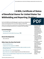About Form W-8 BEN, Certificate of Status of Beneficial Owner For United States Tax Withholding and Reporting (Entities)