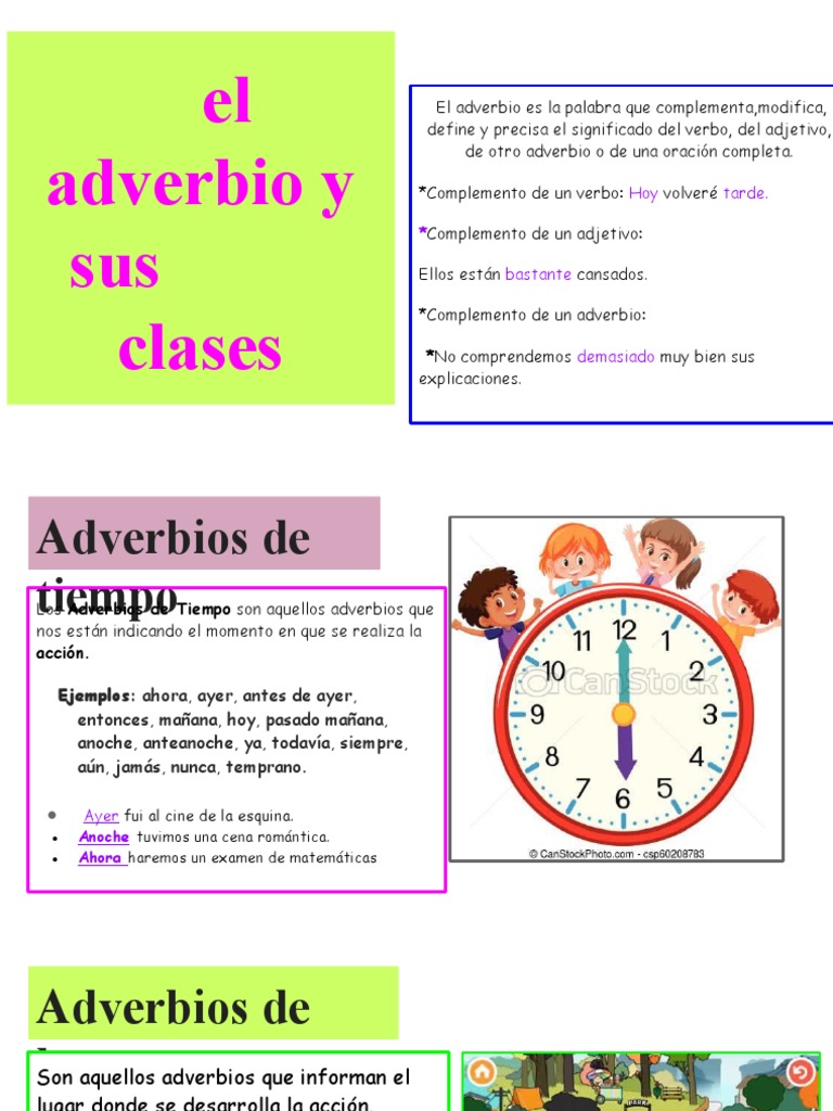 Clases y tipos de adverbios | PDF | Adverbio | Sintaxis
