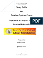 Study Guide For Database Systems Course: Department of Computer Science Faculty of Informatics