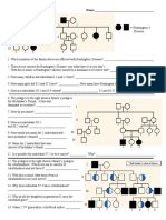 Pedigree Worksheet for Huntington's Disease and Inheritance Patterns