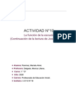 Pedagogía Actividad Nº10 La Función de La Escuela. (Continuación de La Lectura de José Tamarit) PDF