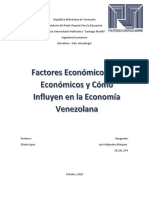 Factores Economicos y No Economicos Que Afectan La Economía de Venezuela