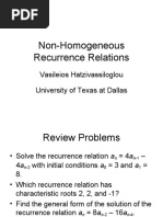 Non-homogeneous recurrence relations