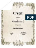 Certificate: Milena Kitanović